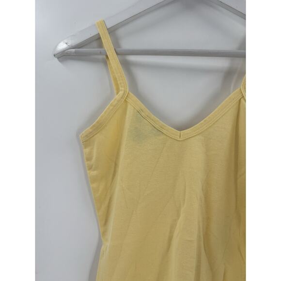 Moda International Tank Top Womens Small Yellow V Neck 100% Cotton Y2K Sheer - Picture 9 of 15